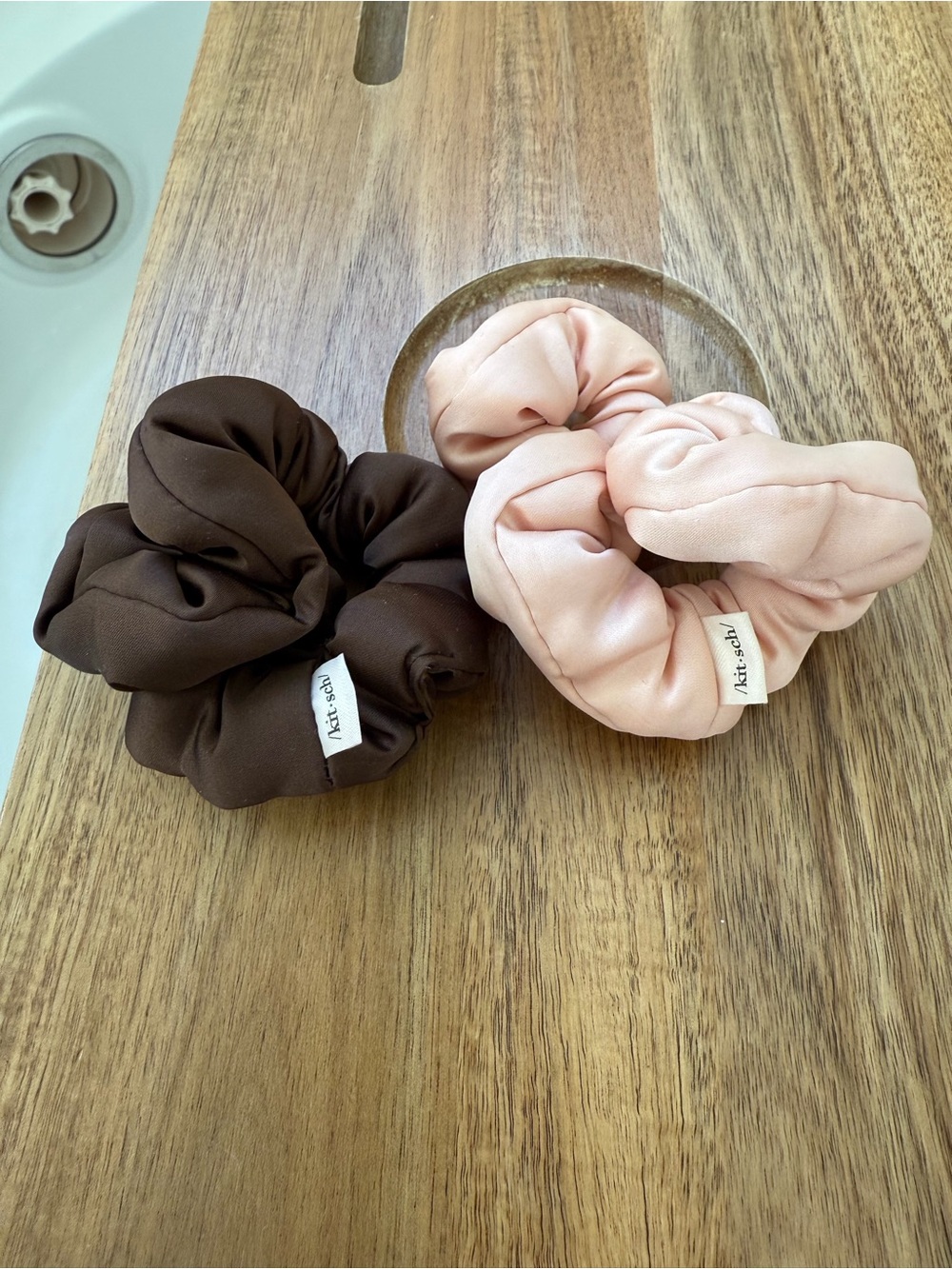 Kitsch Satin Scrunchie Set - Pink Blush & Chocolate